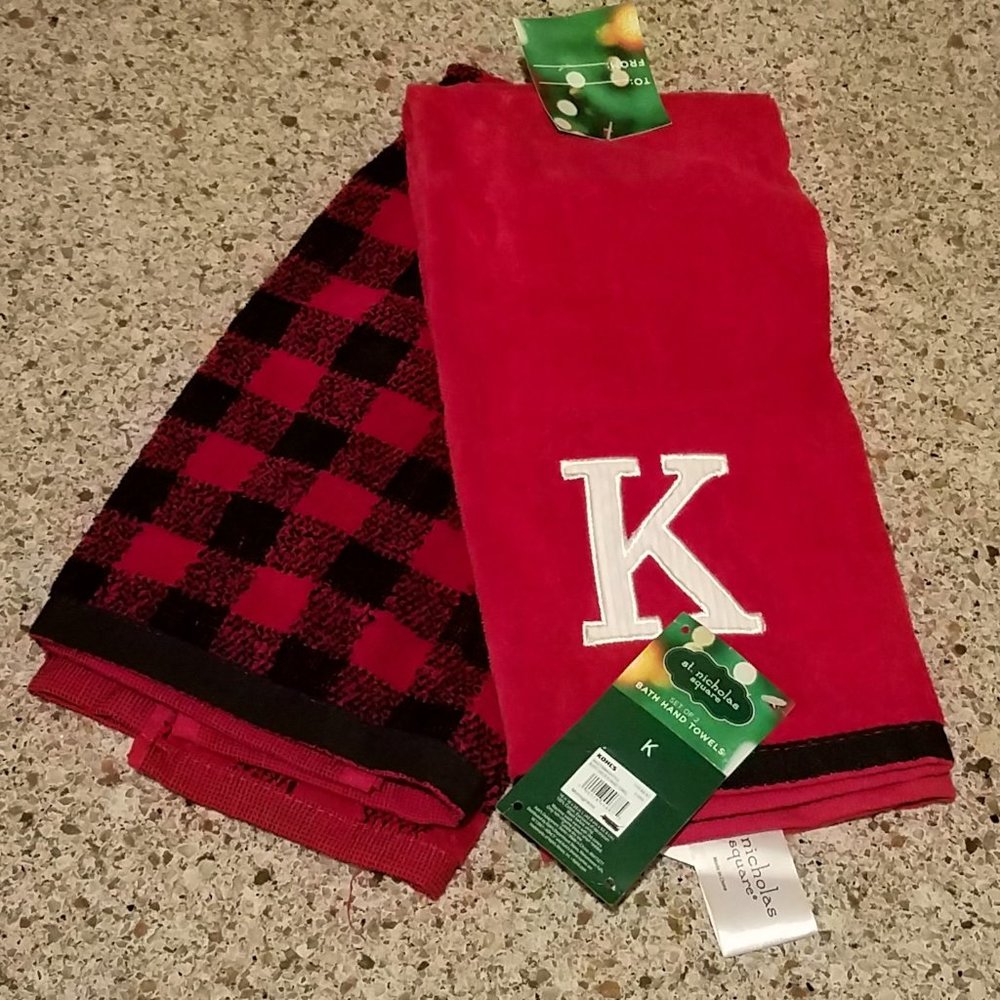 New With Tag "K" Monogram Hand Towel Set